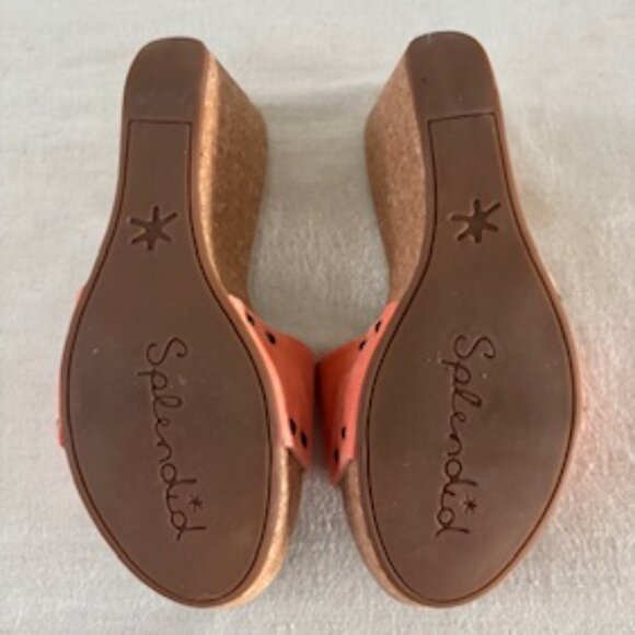 Splendid Coral Suede Wedge Sandals Cork Heel - Size 8 - Picture 3 of 3